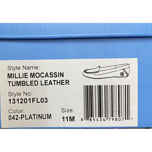 JACK ROGERS Sz 11 Women Gold Millie Slip On Leather Moccasins Platinum Classic - Picture 3 of 3